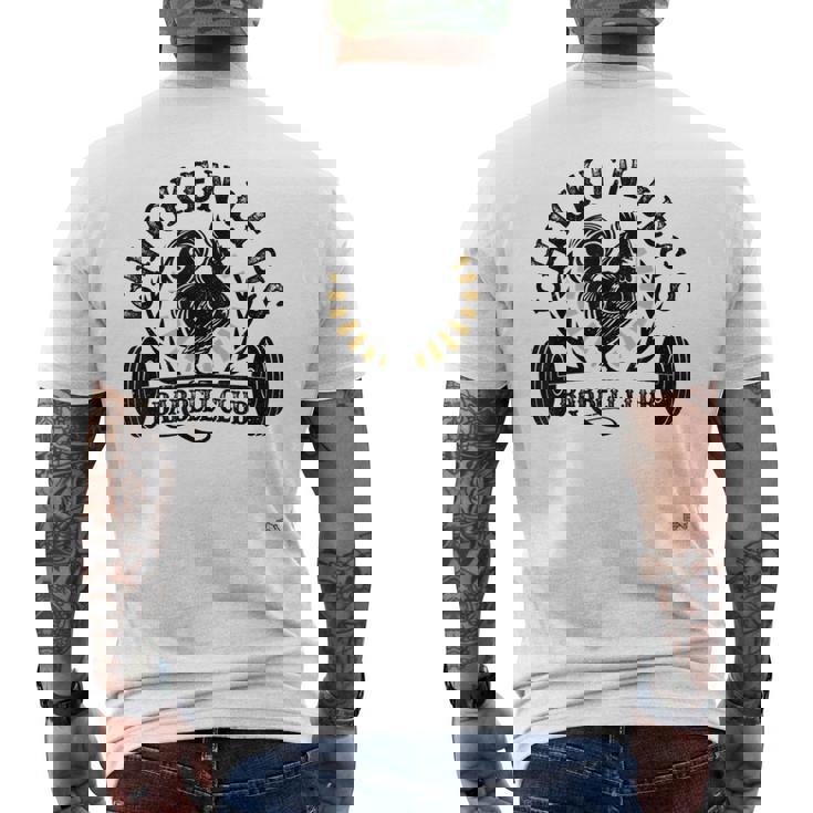 面白いチキンレッグバーベルワークアウトジム。 メンズTシャツ バックプリント