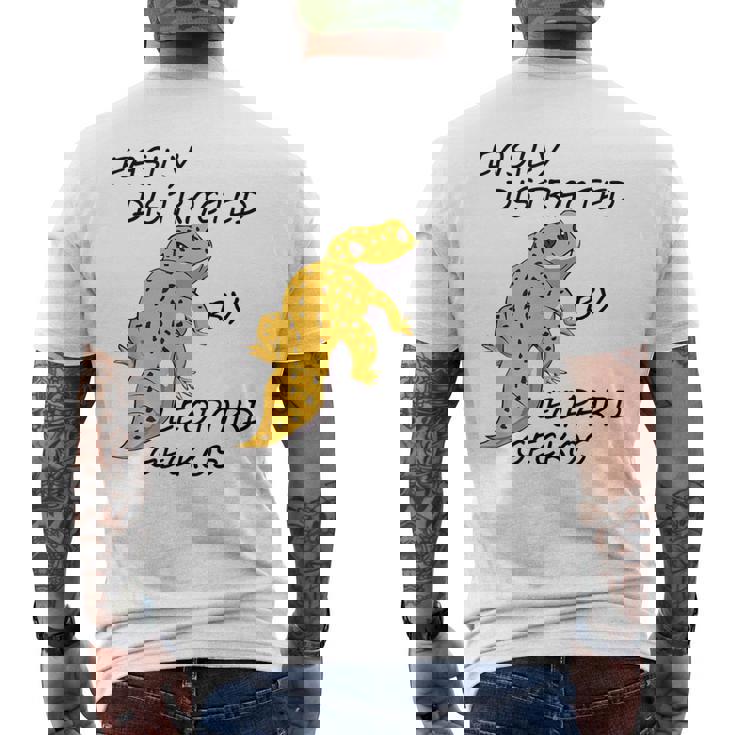 面白いヒョウモントカゲモドキ 発言するトカゲ 爬虫類 メンズTシャツ バックプリント