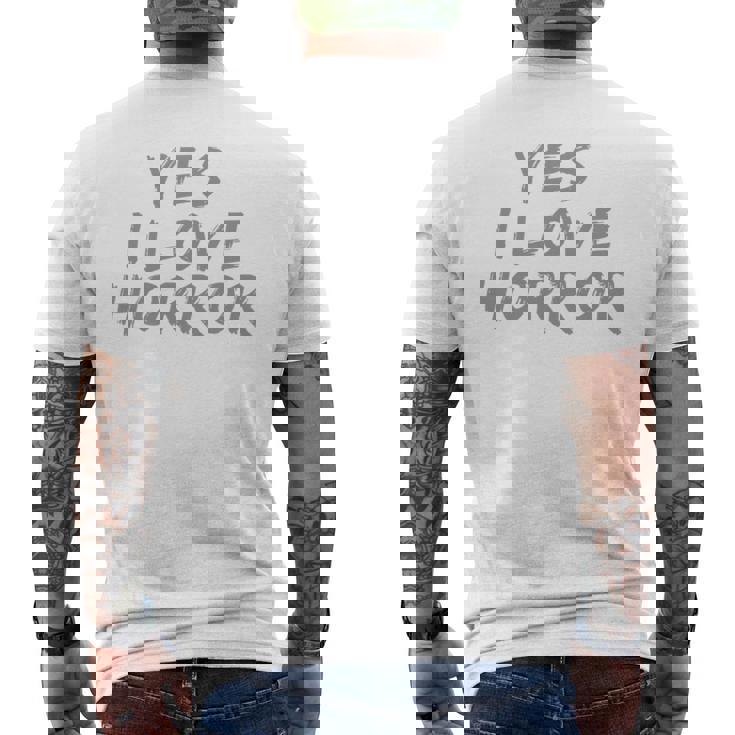 面白いホラー愛好家のための面白いテキストの引用 Yes I Love Horror 長袖tシャツ メンズTシャツ バックプリント