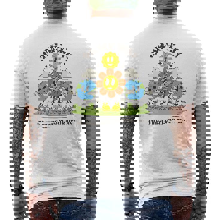 面白いポジティブスマイルサンガーデンハッピーガーデナー植物が育つ 長袖tシャツ メンズTシャツ バックプリント