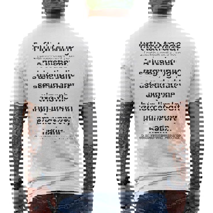 面白いポートフォリオマネージャー メンズTシャツ バックプリント