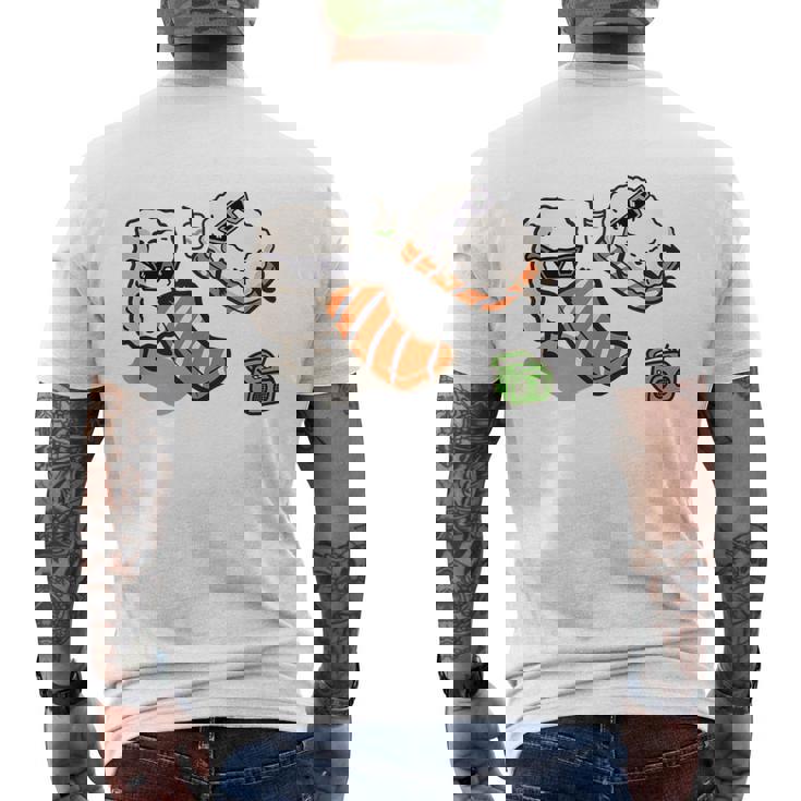 面白い寿司 ビーチで日光浴 メンズTシャツ バックプリント