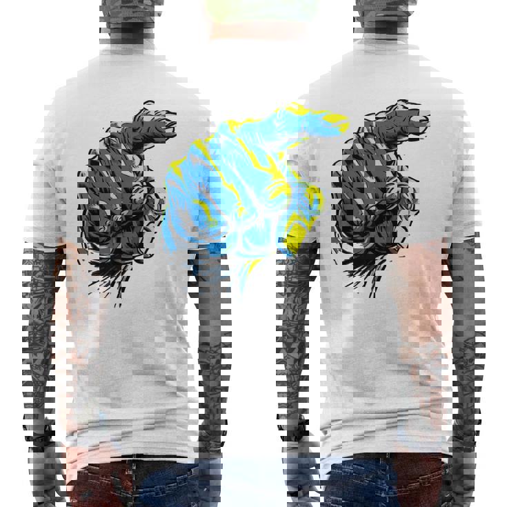 面白い手のデザイン メンズTシャツ バックプリント