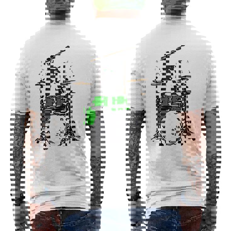 面白い猫 ドラム 猫 ドラマー 面白い ドラム 猫 メンズTシャツ バックプリント