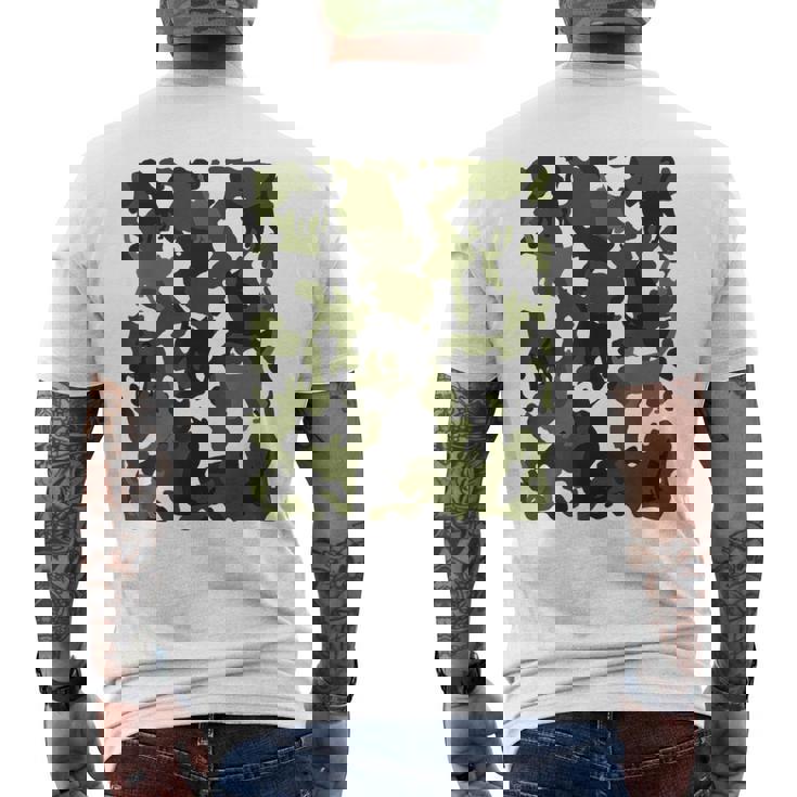 面白い猫のカモフラージュカモフラージュパターンペット猫 メンズTシャツ バックプリント