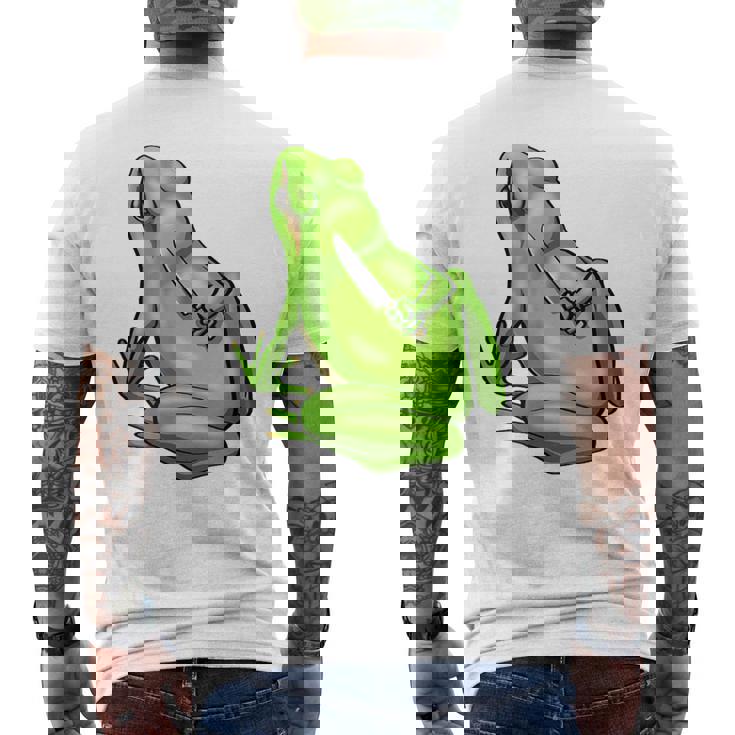 面白い邪悪なカエル サカラスティック 怒っているカエル かわいい 不機嫌な狂気 メンズTシャツ バックプリント