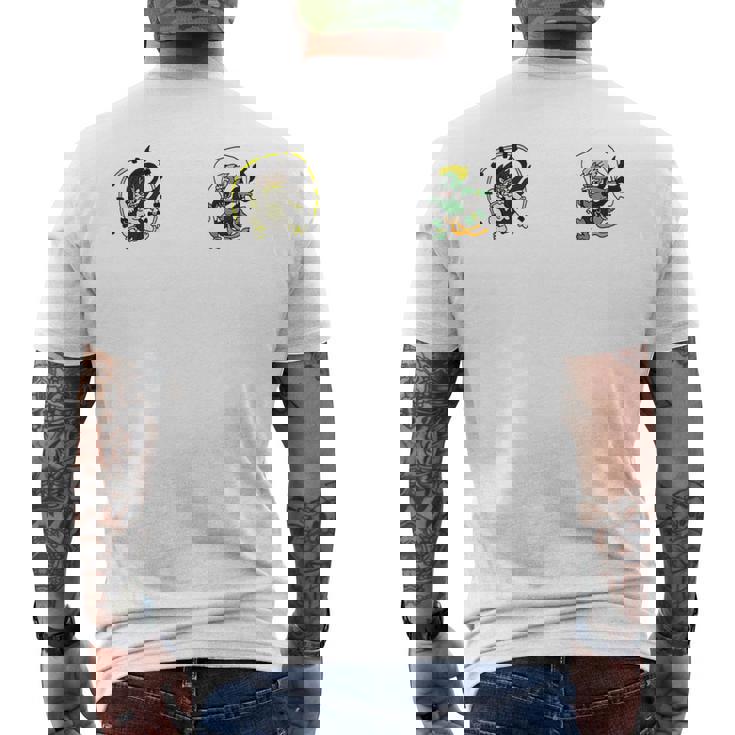 風神雷神 デフォルメ神キャラ ポップアートファッションデザイン 和風 メンズTシャツ バックプリント