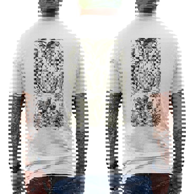 食虫植物 ヴィンテージ サラセニア ボタニカル メンズTシャツ バックプリント