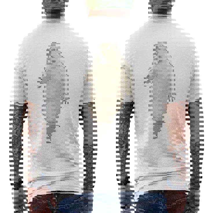 驚愕した マーモット ステッチ デザイン おもしろい 動物 レトロゲーム ドット絵 メンズTシャツ バックプリント