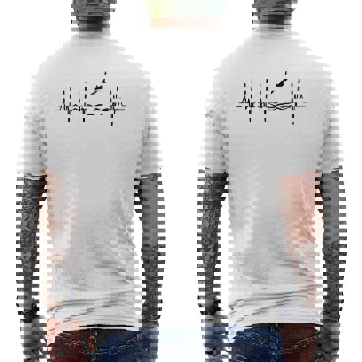 高飛び込みハートライン パルスライン 長袖tシャツ メンズTシャツ バックプリント