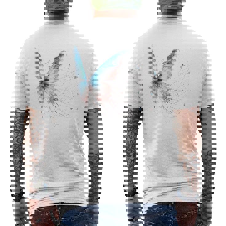 魔法の蝶 エレガント 神秘的な蝶 銀河 星 長袖tシャツ メンズTシャツ バックプリント