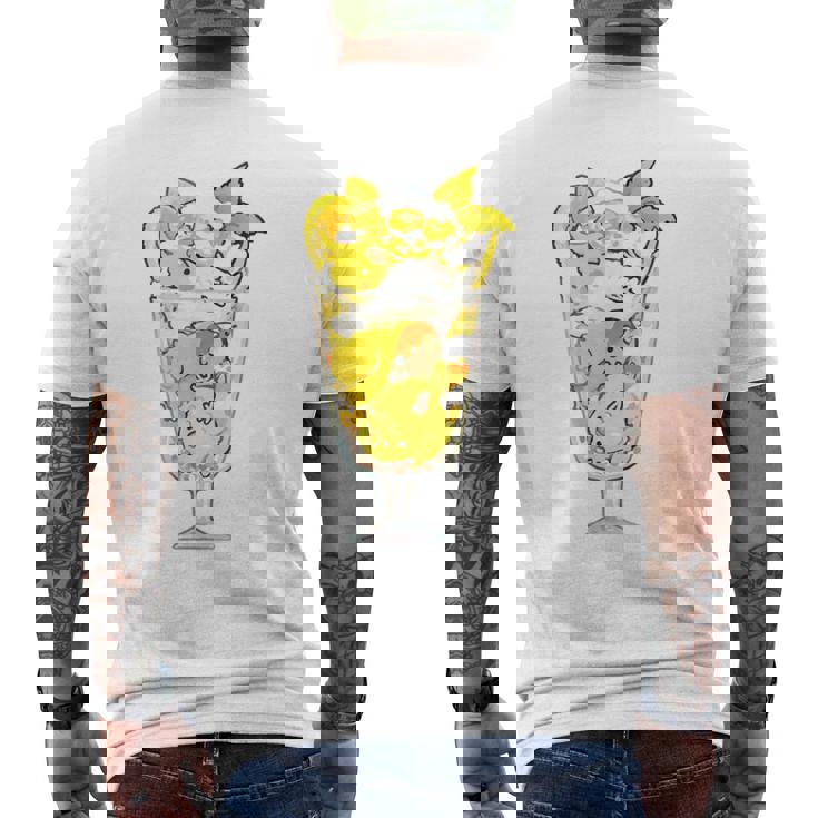 鳥パフェイエロー オカメインコ ラブバード バギー メンズTシャツ バックプリント