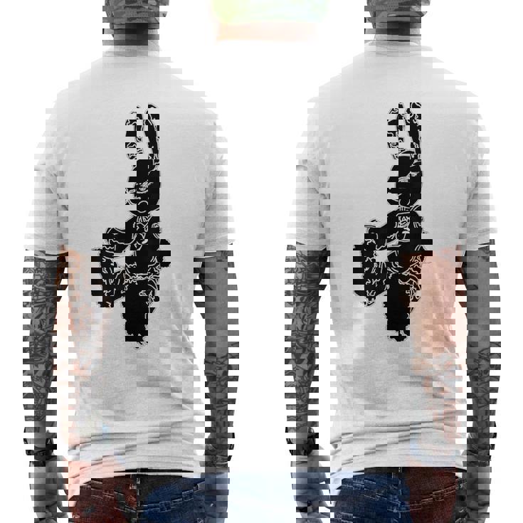 黒うさぎ星人 メンズTシャツ バックプリント