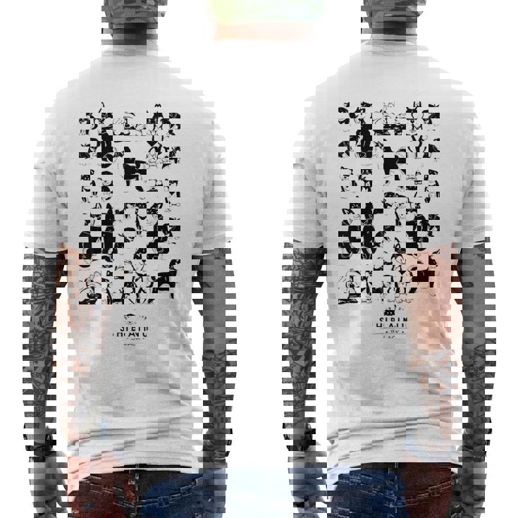 黒柴たくさん かわいい柴犬 柴犬イラスト メンズTシャツ バックプリント