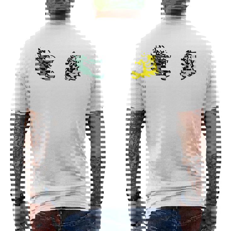 龍 虎 対決 和風キャラクターアート デフォルメポップデザイン メンズTシャツ バックプリント