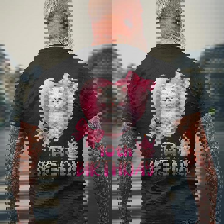 10歳の誕生日 ピンク かわいい 猫 メンズTシャツ バックプリント 高齢者への贈り物