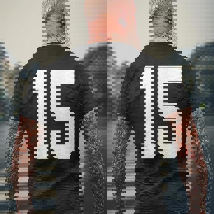 15番のカレッジスポーツスタイル。ホワイト。 メンズTシャツ バックプリント 高齢者への贈り物