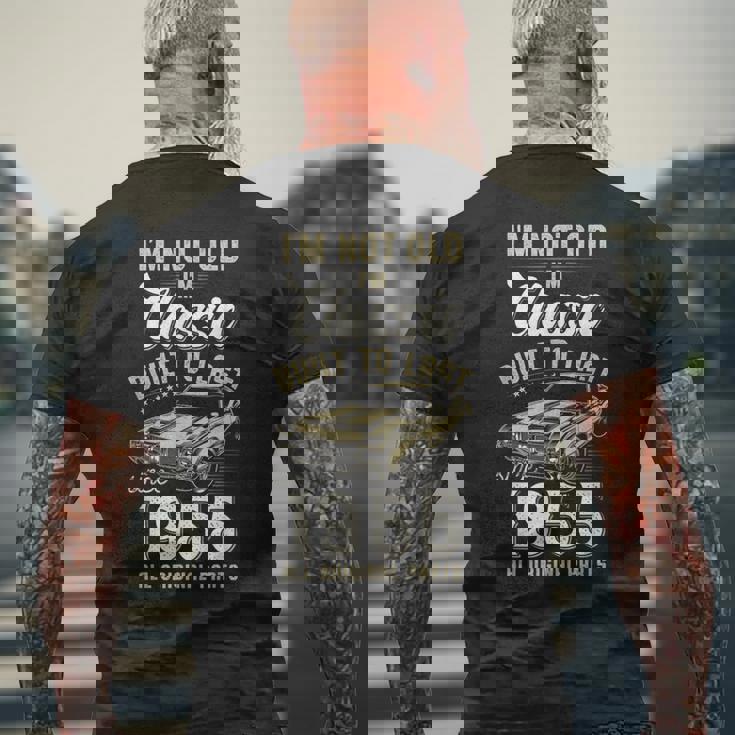 1955年生まれ、70歳の誕生日、クラシックカー メンズTシャツ バックプリント 高齢者への贈り物