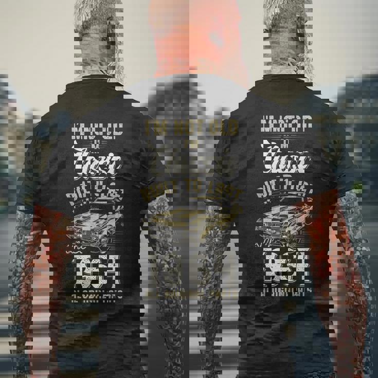 1964年生まれ、61歳の誕生日、クラシックカー メンズTシャツ バックプリント 高齢者への贈り物