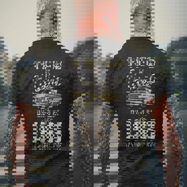 1965年生まれ、60歳の誕生日、クラシックカー メンズTシャツ バックプリント 高齢者への贈り物