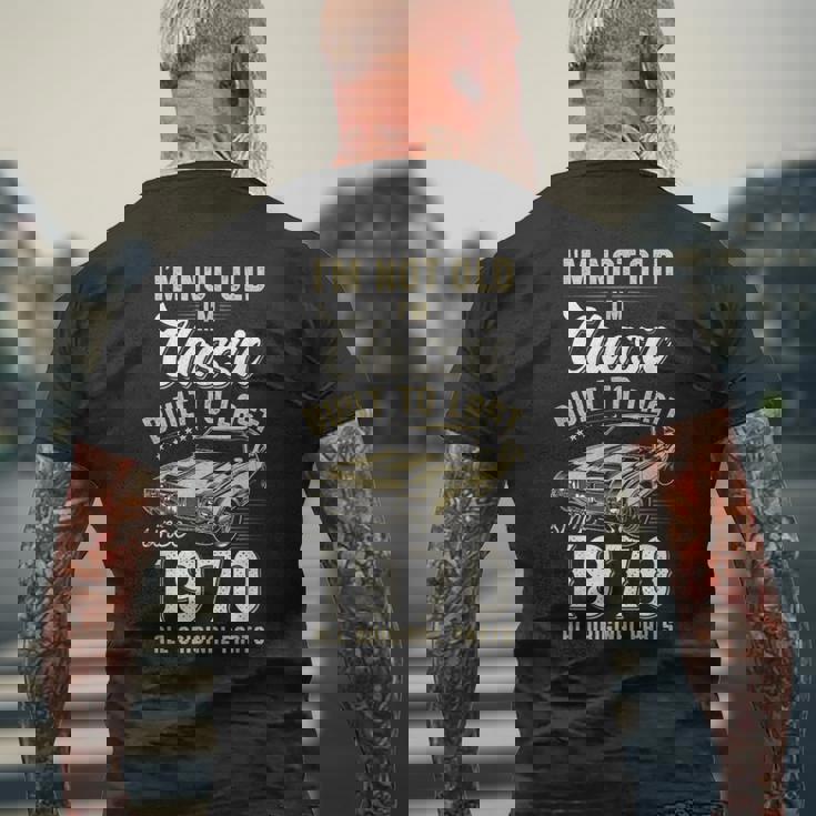 1970年生まれ、55歳の誕生日、クラシックカー メンズTシャツ バックプリント 高齢者への贈り物