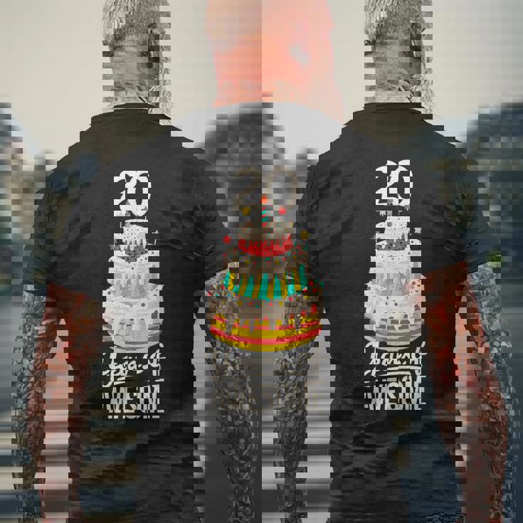 20 Years Of Awesome 20歳の誕生日ケーキ 大人用 メンズTシャツ バックプリント 高齢者への贈り物