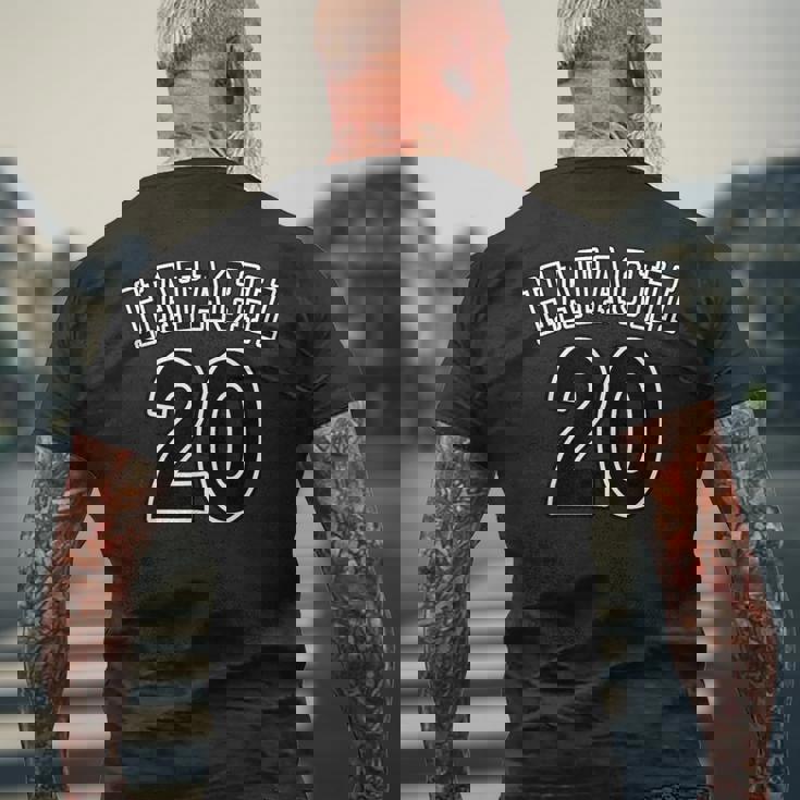 20才（二十歳）はたち（チームユニフォーム風）（お誕生日）祝 20代 面白 メンズTシャツ バックプリント 高齢者への贈り物