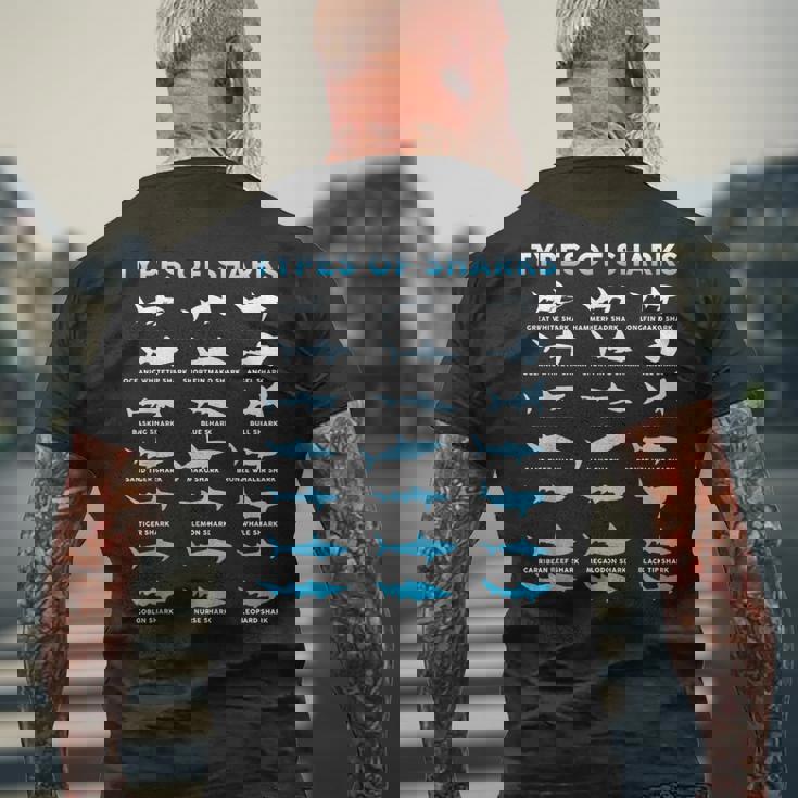 21種類のサメの海洋生物学者シャークtシャツ シャークtシャツ メンズTシャツ バックプリント 高齢者への贈り物