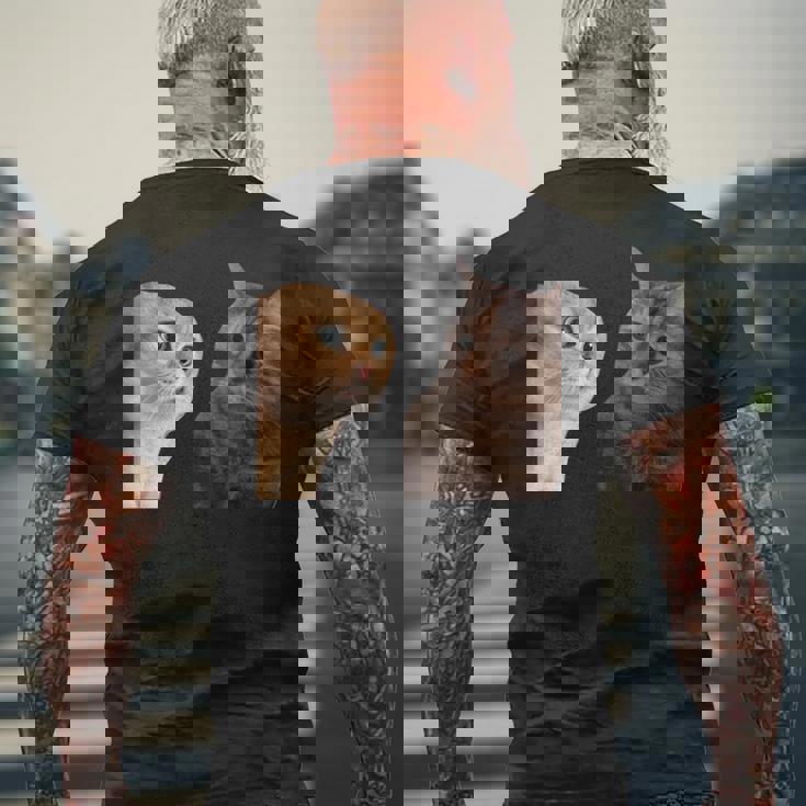 2匹の猫がミームを話す 長袖tシャツ メンズTシャツ バックプリント 高齢者への贈り物