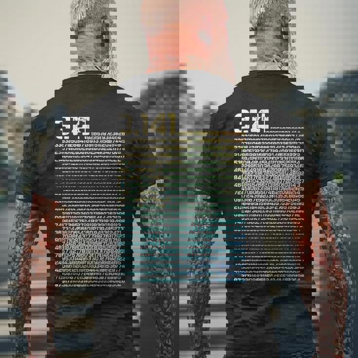 314 数学 物理学 314 円周率の日 メンズTシャツ バックプリント 高齢者への贈り物