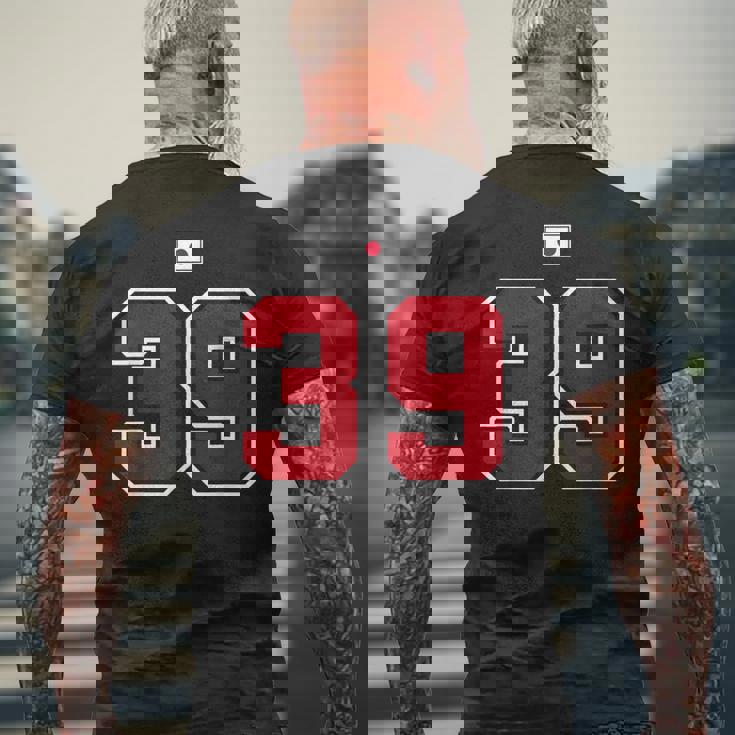 39 ナンバー カレッジスタイル ヴィンテージ 赤 白 日本国旗 メンズTシャツ バックプリント 高齢者への贈り物