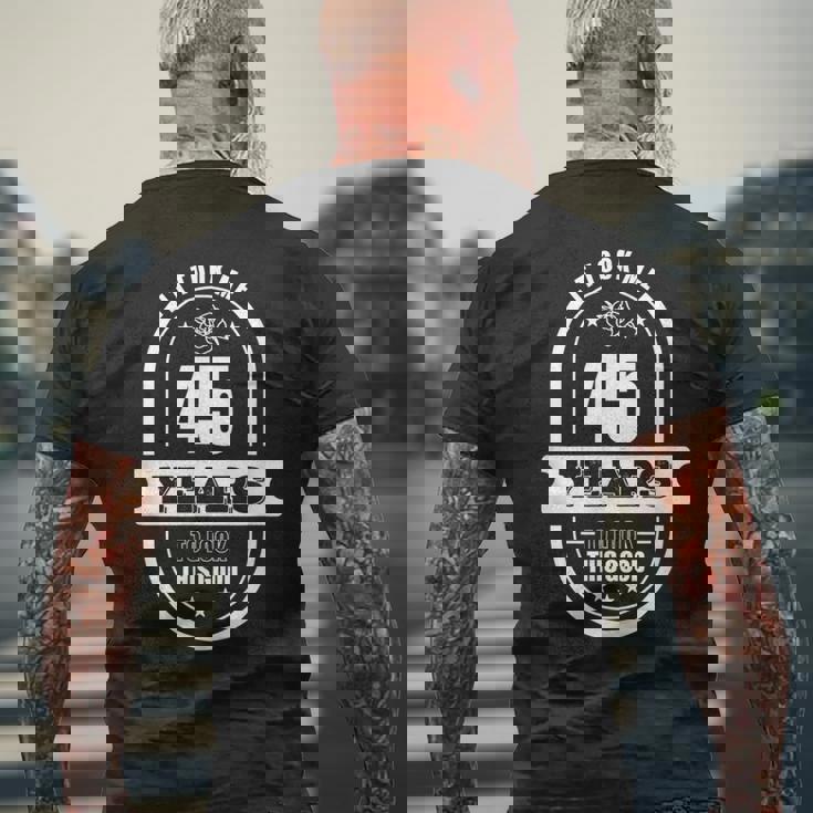 45歳の誕生日プレゼント 男性年齢45歳 レトロパパ 1975年 メンズTシャツ バックプリント 高齢者への贈り物