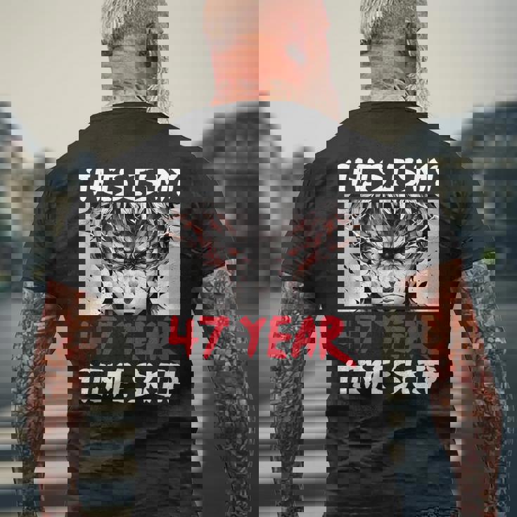 47 歳のタイムスキップ アニメ忍者サムライ 47 歳の誕生日 メンズTシャツ バックプリント 高齢者への贈り物