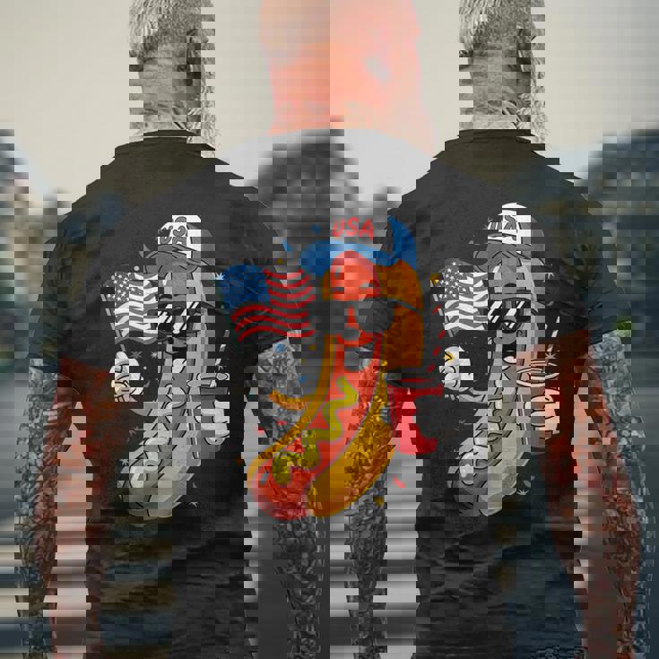 4Th Of July Hotdog Fourth Of July Patriotic Usa Flag Men's T-shirt Back Print Gifts for Old Men