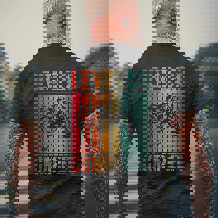 50歳 誕生日 男の子 男 レベル コンプリート 50歳 メンズTシャツ バックプリント 高齢者への贈り物
