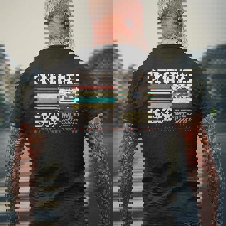 55 歳の誕生日プレゼント男性 1969 年 7月レトロ ビンテージ テープ メンズTシャツ バックプリント 高齢者への贈り物