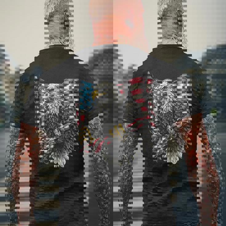 7 月 4 日アメリカ国旗白頭鷲グラフィック アート デザイン メンズTシャツ バックプリント 高齢者への贈り物