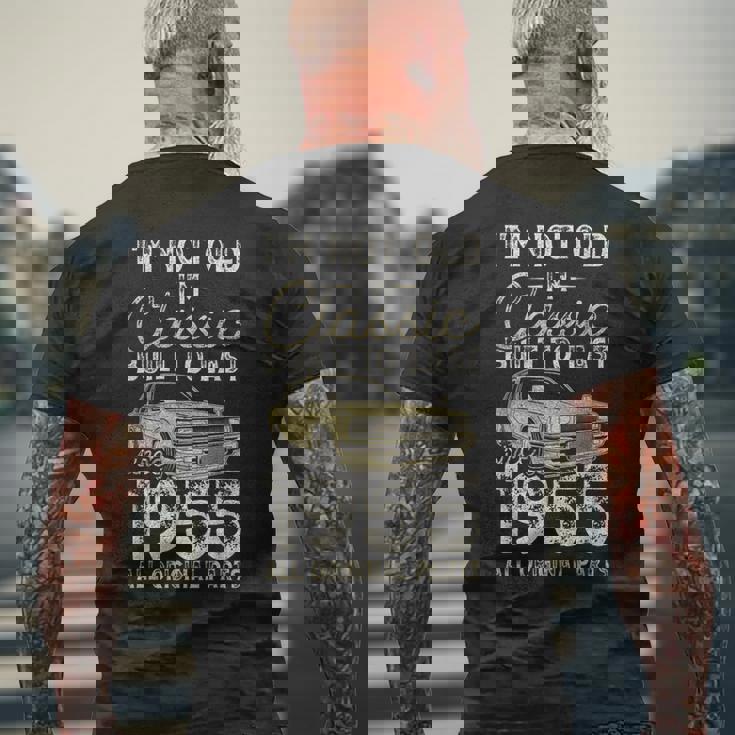 70 歳の誕生日、1955 年以来、クラシックカー、70 歳 メンズTシャツ バックプリント 高齢者への贈り物