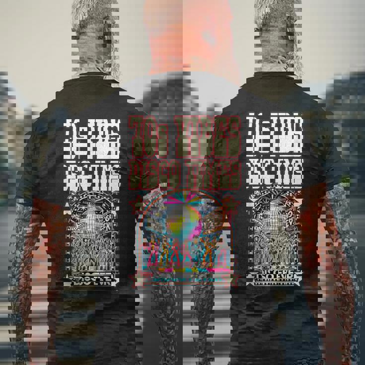 70Sibes Disco Times 揺れる70年代スタイル ディスコダンスクラブ メンズTシャツ バックプリント 高齢者への贈り物