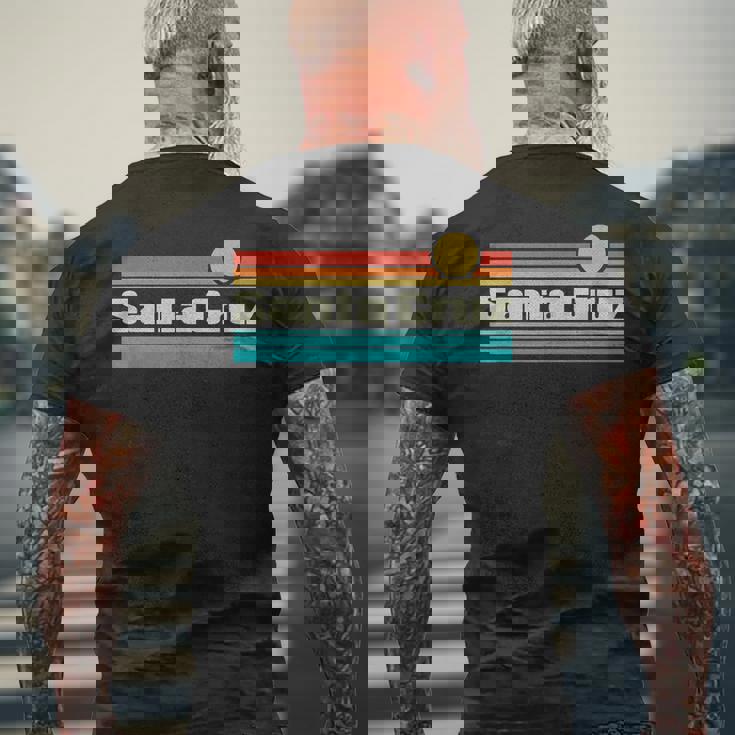 70年代80年代カリフォルニアcaレトロサンセットシティサンタクルーズ メンズTシャツ バックプリント 高齢者への贈り物