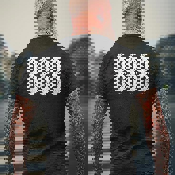 888 数秘術 スピリチュアルパーソナルナンバー 888 エンジェルナンバー メンズTシャツ バックプリント 高齢者への贈り物