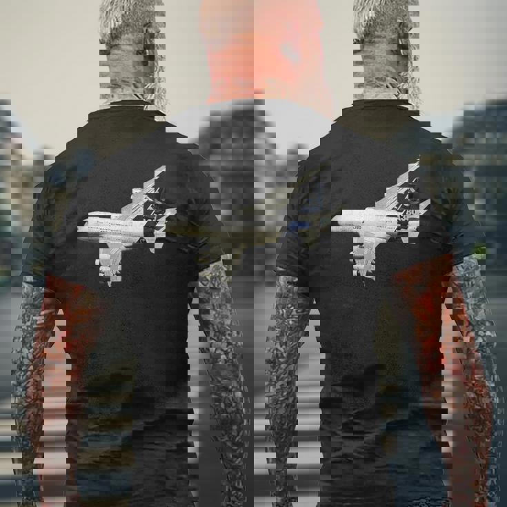 A380旅客機、航空会社、ジェット機、飛行機 メンズTシャツ バックプリント 高齢者への贈り物