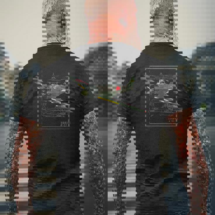 A6mゼロ日本第二次世界大戦戦闘機 メンズTシャツ バックプリント 高齢者への贈り物