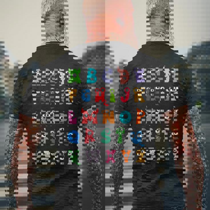 Abc かわいいモンスター アルファベット ハロウィン 先生 コスチューム キッズ メンズTシャツ バックプリント 高齢者への贈り物