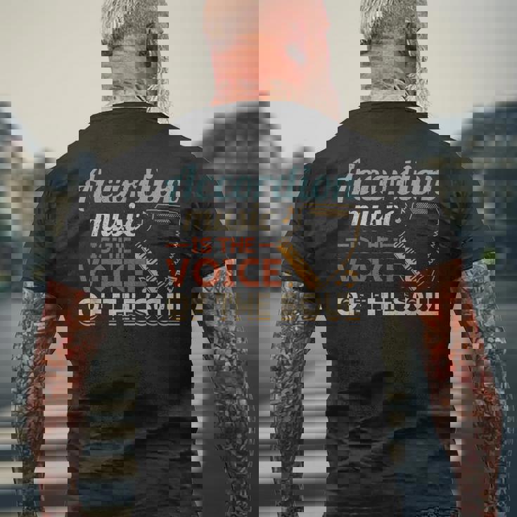 Accordion Music Is Theoice Of Theoul アコーディオン メンズTシャツ バックプリント 高齢者への贈り物