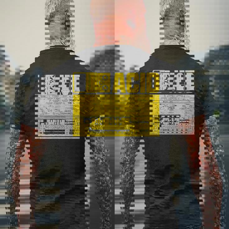 Acid Tb303 ベースペダル アナログシンセサイザー Dj Nerd メンズTシャツ バックプリント 高齢者への贈り物