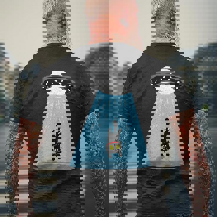 Alien Cat Abduction Ufo Cat Alien Abduction メンズTシャツ バックプリント 高齢者への贈り物