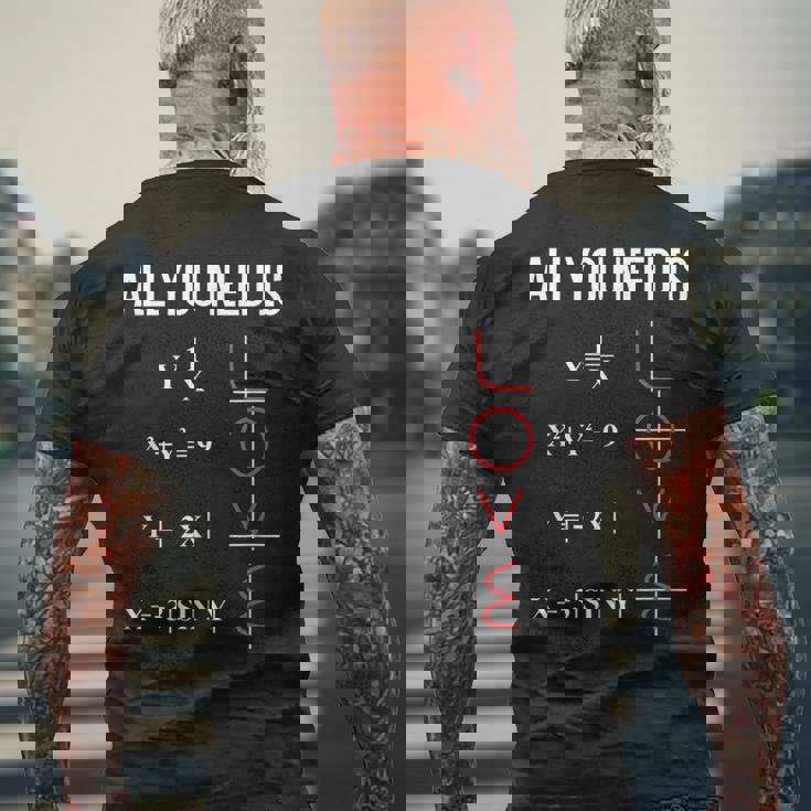 All You Need Is Love 面白くてかわいい数学方程式 メンズTシャツ バックプリント 高齢者への贈り物