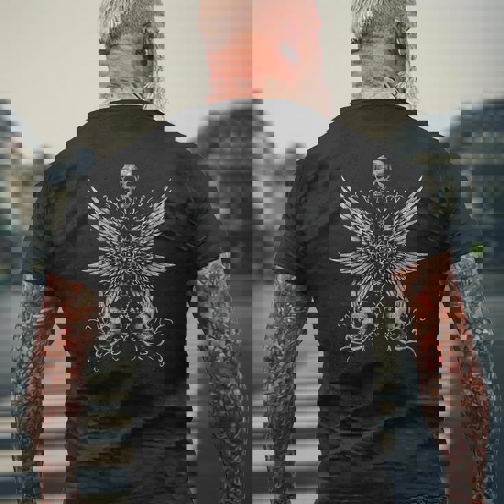 Alt Cross ゴシック スカル 聖書的に正確な大天使の翼 メンズTシャツ バックプリント 高齢者への贈り物