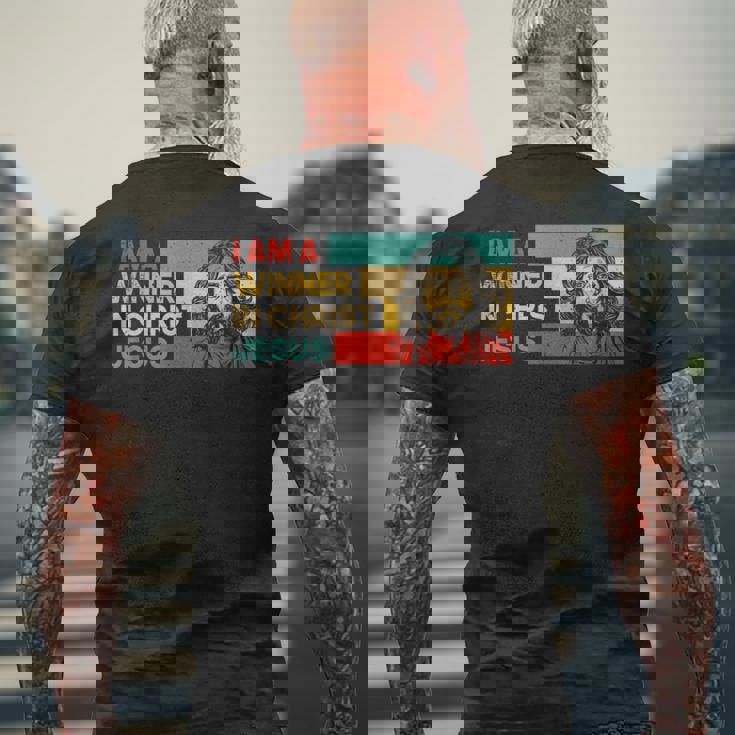 I Am A Winner In Jesus Krist God Faith Jesus メンズTシャツ バックプリント 高齢者への贈り物